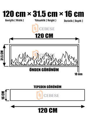 Dekoratif Elektrikli Yapay Şömine - 120x31.5x16.5 Cm - Farklı Renk Modları,kumandalı, Bluetooth Ses