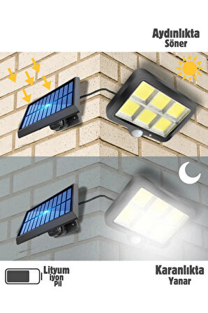 120 Ledli Sensörlü Güneş Enerjili 3 Mod 4,5 Metre Kablolu Solar Sokak Lambası