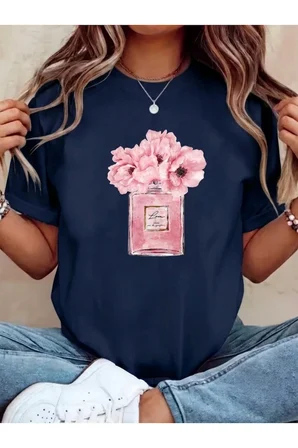 Unisex Parfüm Detaylı Baskılı Tasarım Tshirt