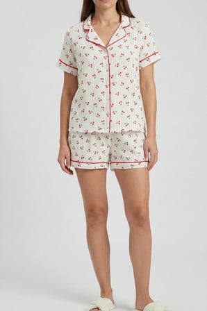 Laperissa Kadın Pijama Alt Üst Takım Beyaz Beden 48