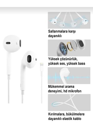 iPhone Uyumlu Lightning Konnektörlü Kablolu Tak Çalıştır Kulaklık