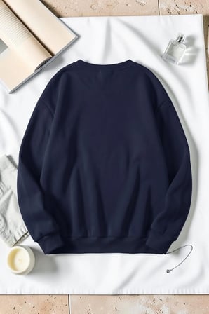 Unisex Teach Baskılı Bisiklet Yaka Sweatshirt