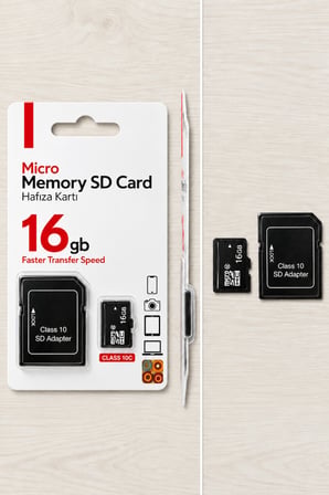 16 GB Micro SD Kart + SD Adaptör – Class 10 Hızlı Hafıza Kartı, Fotoğraf Video ve Dosya Depolama İçin