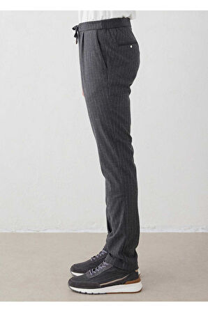 Legend Gri Renk Çizgili Chino Pantolon