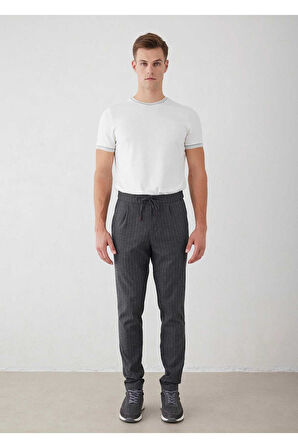 Legend Gri Renk Çizgili Chino Pantolon