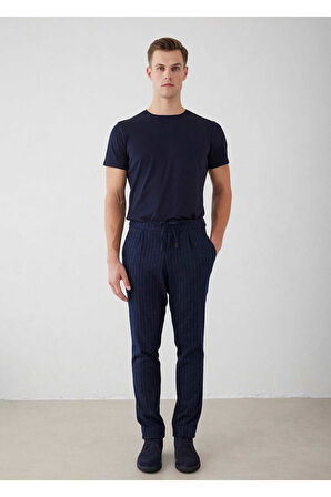 Legend Lacivert Renk Çizgili Chino Pantolon