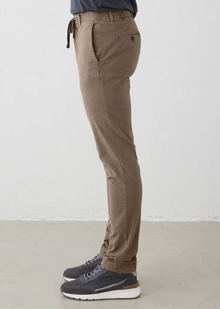 Lango Haki Renk Esnek Belli Kordonlu Chino Pantolon