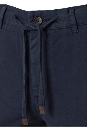 Lango Lacivert Renk Esnek Belli Kordonlu Chino Pantolon