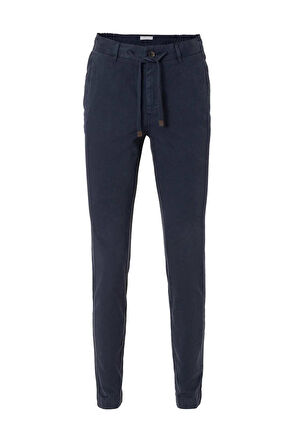 Lango Lacivert Renk Esnek Belli Kordonlu Chino Pantolon