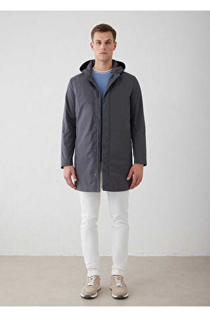 Liaker Antrasit Renk Kapüşonlu Yağmurluk