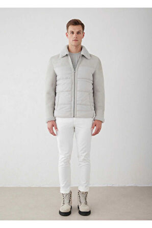 Larton Açık Bej Renk Kürklü Süet Mont