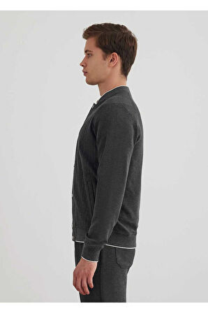 Volah Antrasit Renk Fermuarlı Bomber Mont