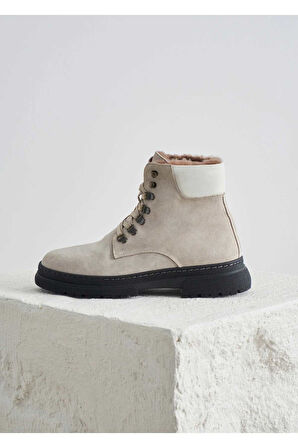 Louch Taş Renk Kürk Detaylı Süet Bot