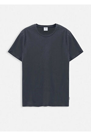 Jersey Antrasit Renk İpek Apreli Bisiklet Yaka T-shirt