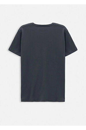 Jersey Antrasit Renk İpek Apreli Bisiklet Yaka T-shirt