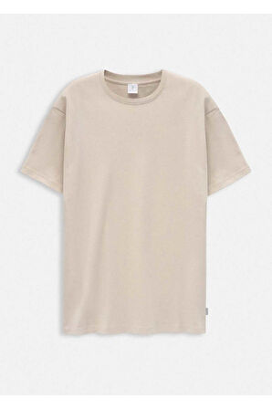 Orlen Bej Renk İpek Apreli Oversize T-shirt