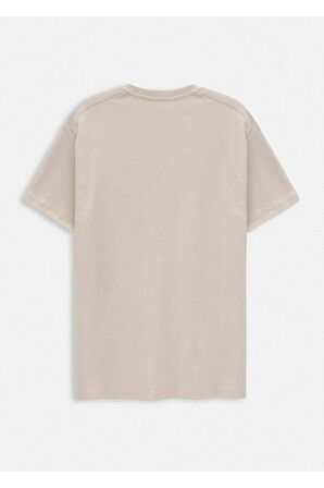 Orlen Bej Renk İpek Apreli Oversize T-shirt