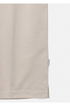 Orlen Bej Renk İpek Apreli Oversize T-shirt