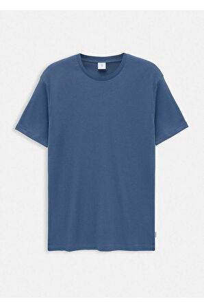 Orlen İndigo Renk İpek Apreli Oversize T-shirt