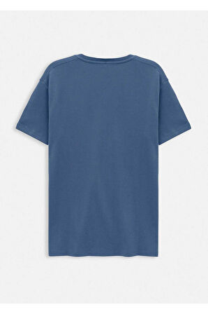 Orlen İndigo Renk İpek Apreli Oversize T-shirt
