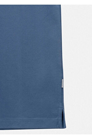 Orlen İndigo Renk İpek Apreli Oversize T-shirt