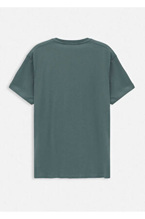 Orlen Haki Renk İpek Apreli Oversize T-shirt