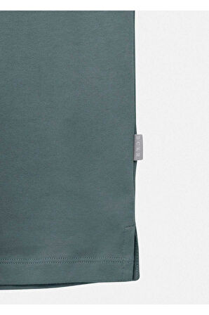 Orlen Haki Renk İpek Apreli Oversize T-shirt