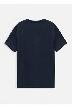 Orlen Lacivert Renk İpek Apreli Oversize T-shirt