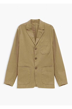 Victor Bej Renk Mono Yaka Over Size Blazer Ceket