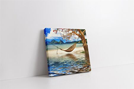 Deniz Kıyısında Hamak Kanvas Tablo