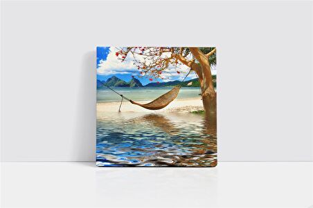 Deniz Kıyısında Hamak Kanvas Tablo