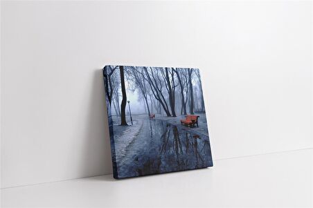 Kar Yağışıyla Buz Tutmuş Park Kanvas Tablo