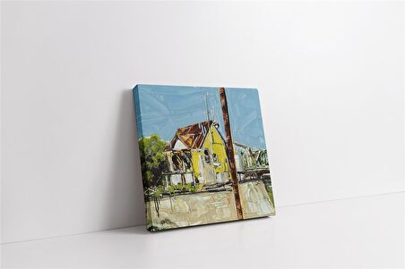 Sarı Soyut Ev Kanvas Tablo