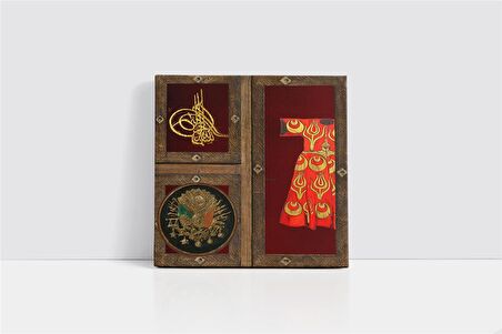 Kaftan Tuğra ve Osmanlı Arması Kanvas Tablo