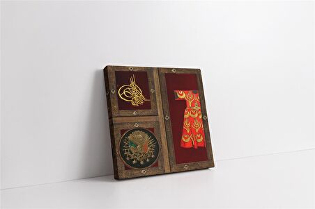 Kaftan Tuğra ve Osmanlı Arması Kanvas Tablo