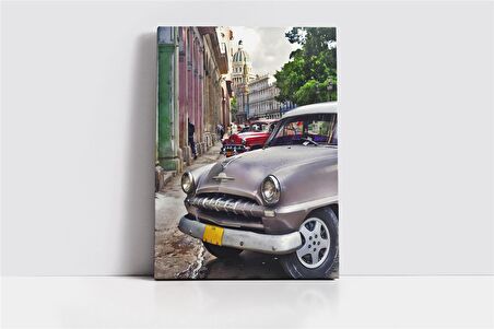 Kübada Gri Klasik Araba Kanvas Tablo