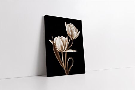 Siyah Beyaz Çiçek Kanvas Tablo