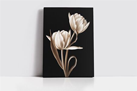 Siyah Beyaz Çiçek Kanvas Tablo
