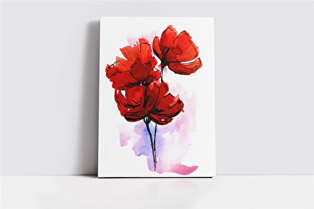 Kırmızı Çiçek Kanvas Tablo