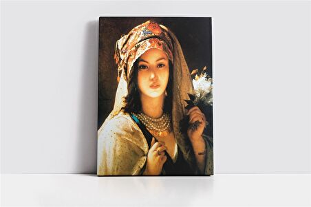 Beyaz Leylaklı Türk Kızı Kanvas Tablo