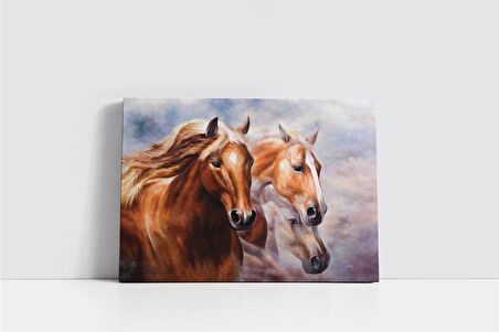 Üçlü At Kanvas Tablo