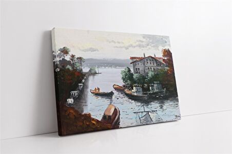 İstanbul Beyaz Yalı ve Tekneler Kanvas Tablo