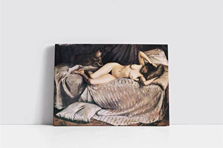 Naked Woman Lying On A Couch Kanvas Tablo