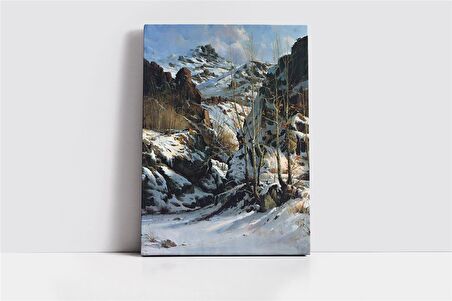 Karlar Altında Kalmış Dağlık Kanvas Tablo
