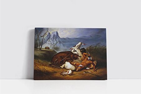 Ayı ve Kızılderili Kanvas Tablo