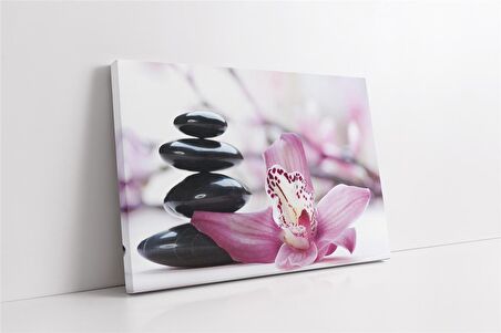 Spa Taşları ve Orkide Kanvas Tablo