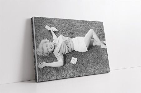 Marliyn Monroe Çimlerde Uzanırken Ki Kanvas Tablo