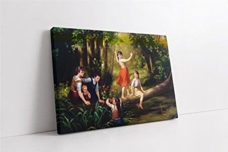 Ormanda Çocuklar Kanvas Tablo