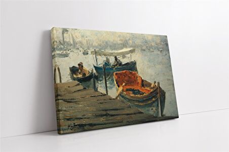 İstanbul Kırmızı Sandal Manzaralı Kanvas Tablo