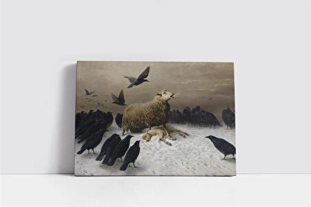 Koyunlar ve Kargalar Kanvas Tablo